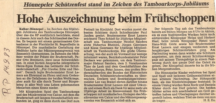 1983 Zeitungsartikel Ehrungen